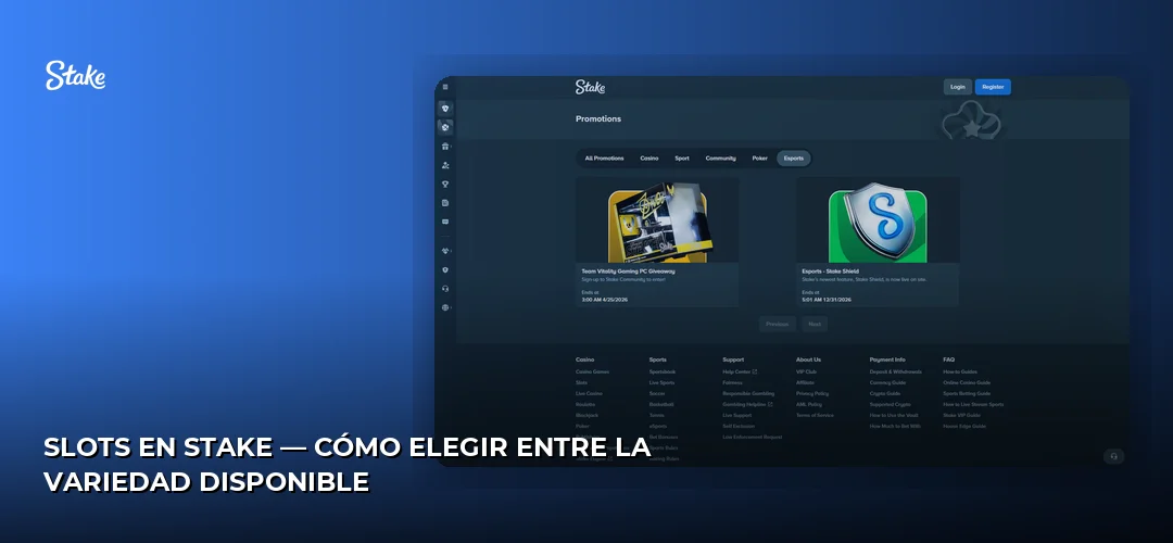 Slots en Stake — cómo elegir entre la variedad disponible