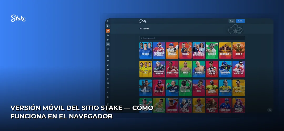 Versión móvil del sitio Stake — cómo funciona en el navegador