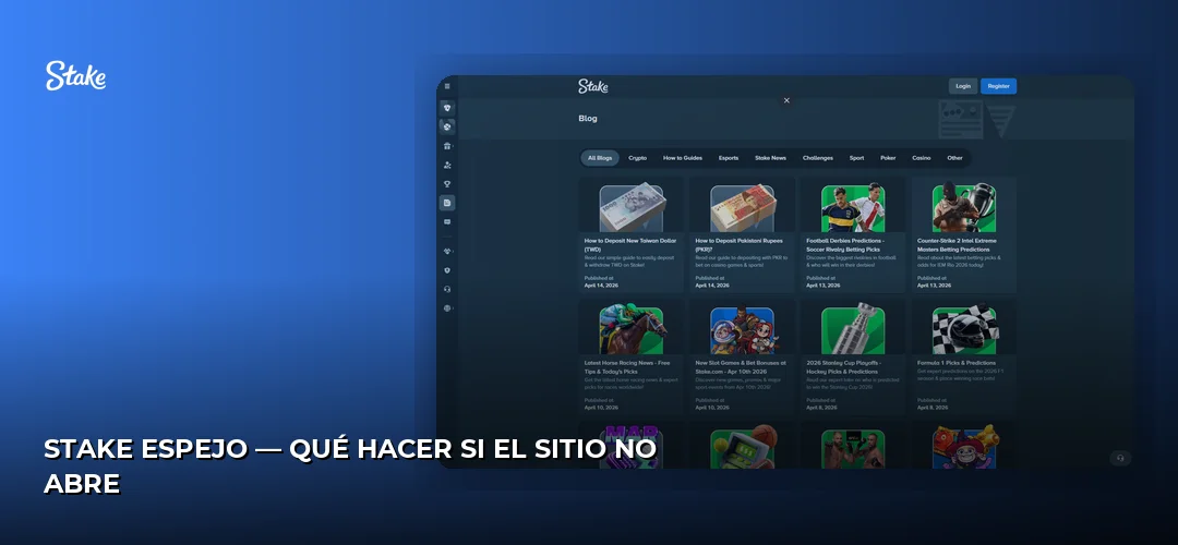 Stake espejo — qué hacer si el sitio no abre
