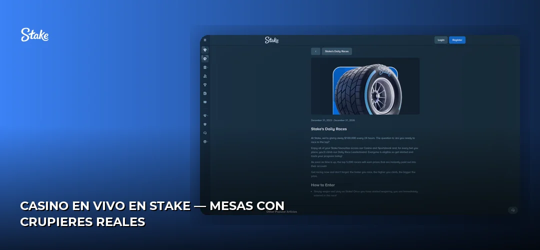 Casino en vivo en Stake — mesas con crupieres reales